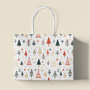 Scandinavian Christmas Trees Nordic Large Gift Bag