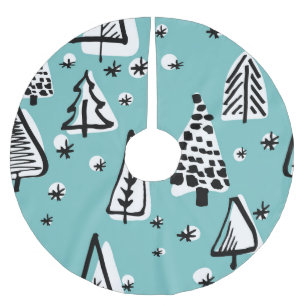 Scandinavian Christmas trees: vintage graphics. Brushed Polyester Tree Skirt