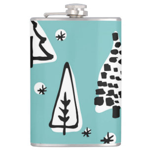 Scandinavian Christmas trees: vintage graphics. Hip Flask