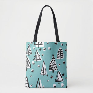 Scandinavian Christmas trees: vintage graphics. Tote Bag