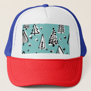 Scandinavian Christmas trees: vintage graphics. Trucker Hat