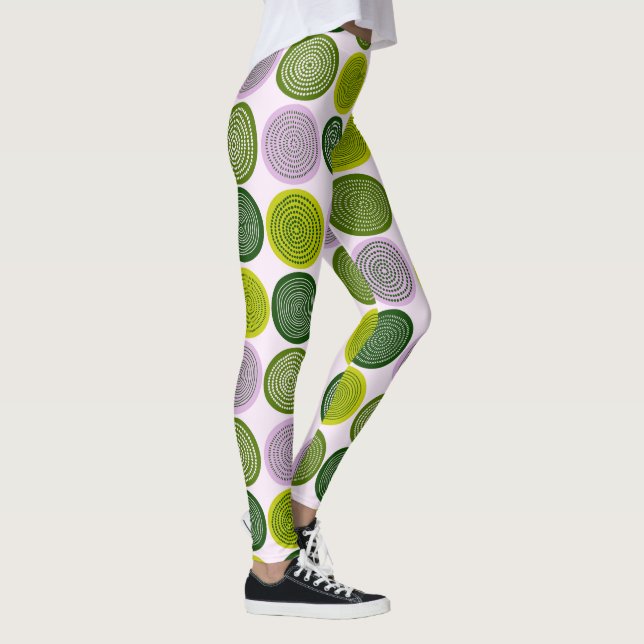 Scandinavian Circle Dots Mandala Pattern 2 Leggings (Right)