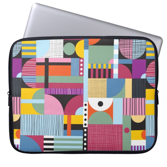 Scandinavian colourful pattern laptop sleeve (Front)