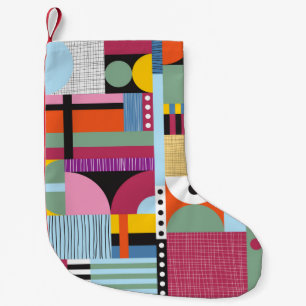 Scandinavian colourful pattern small christmas stocking