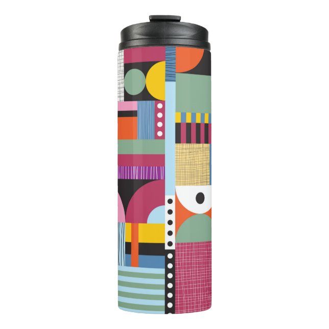 Scandinavian colourful pattern thermal tumbler (Front)