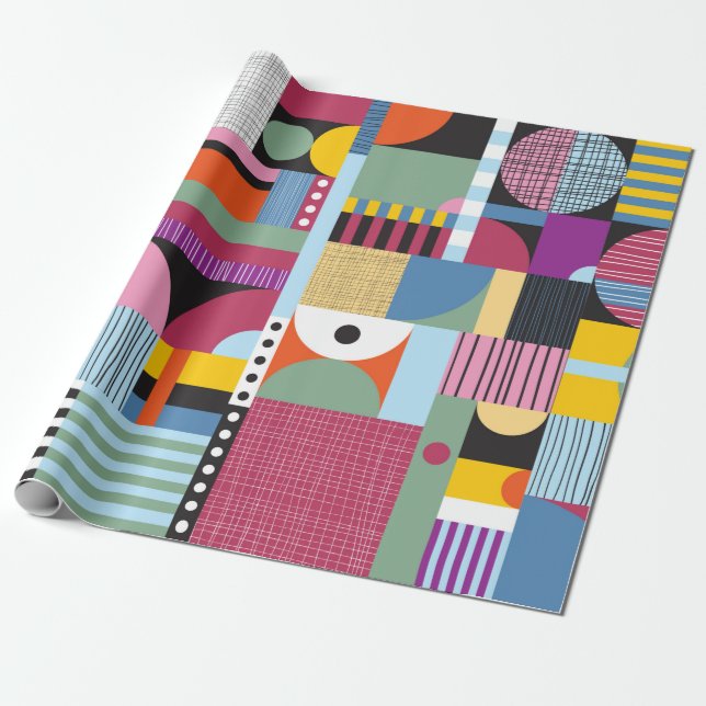 Scandinavian colourful pattern wrapping paper (Unrolled)