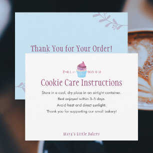 Scandinavian Cupcake Cookie Care Instructions Thank You Card
