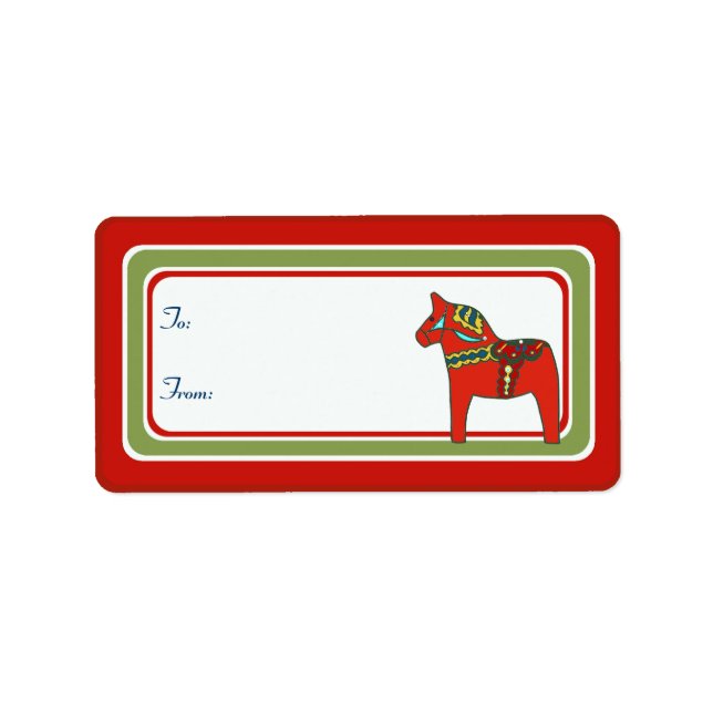 Scandinavian Dala Horse Gift Tag (Front)