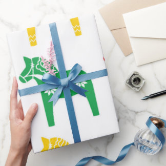SCANDINAVIAN DALA HORSE GIFT WRAPPING PAPER