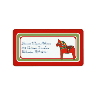 Scandinavian Dala Horse Swedish Custom Personalise Label
