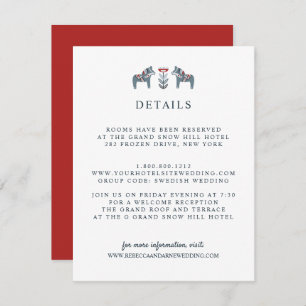 Scandinavian Dala Horse WEDDING Guest Details Enclosure Card