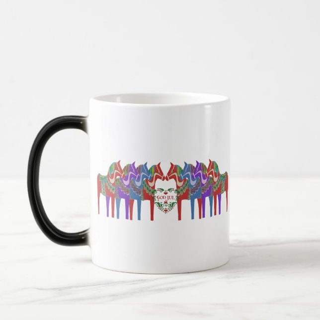 Scandinavian Dala Horses God Jul Christmas Magic Mug (Left)