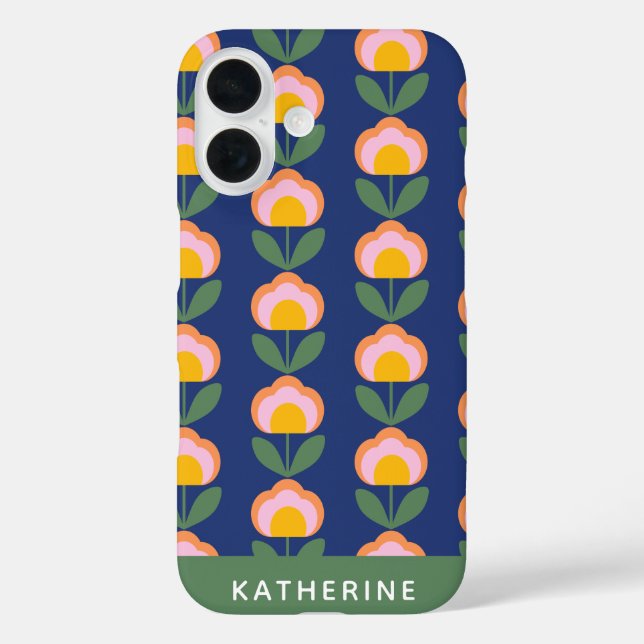 Scandinavian Danish Folk Flower Personalised Case-Mate iPhone Case (Back)