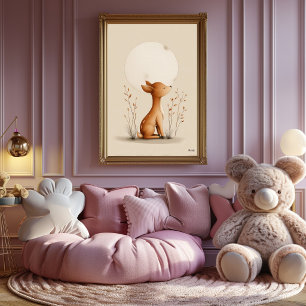 Scandinavian Deer Nursery Wall Art Neutral Baby
