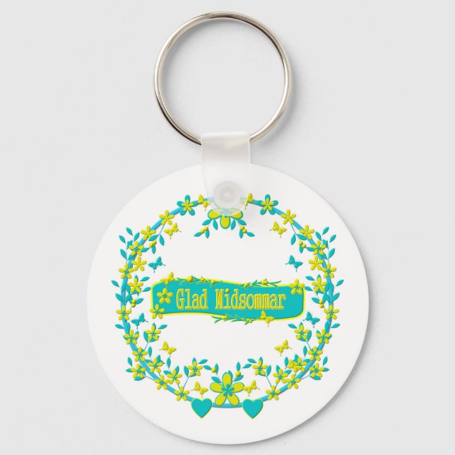 scandinavian design, Glad midsommar Key Ring (Front)