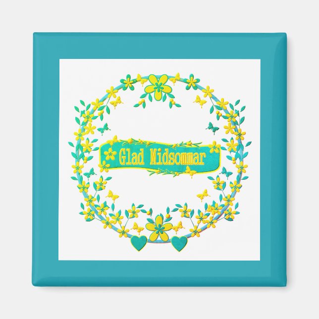 scandinavian design, Glad midsommar Magnet (Front)