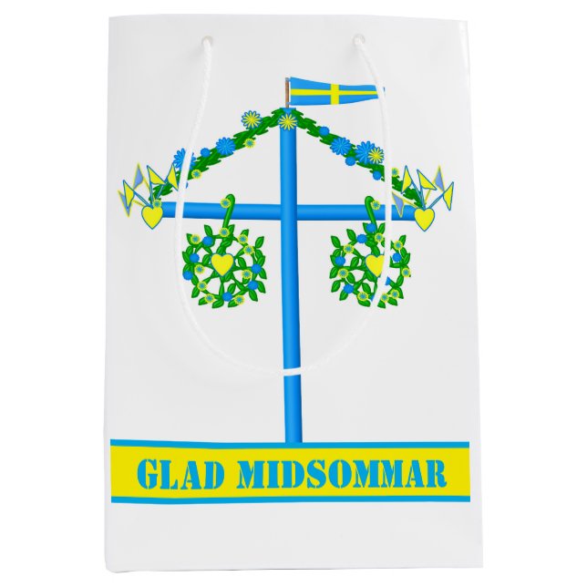 scandinavian design,Personalised Glad midsommar Medium Gift Bag (Front)