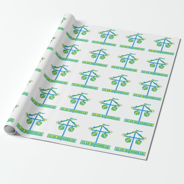 scandinavian design,Personalised Glad midsommar Wrapping Paper (Unrolled)