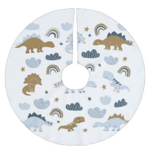Scandinavian dinosaurs, stars, rainbows illustrati brushed polyester tree skirt