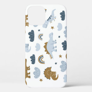 Scandinavian dinosaurs, stars, rainbows illustrati iPhone 12 case