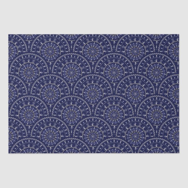 Scandinavian Ditsy Winter Navy & Gold Art Deco Tissue Paper (Front)