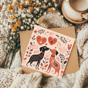 Scandinavian Dog Lover Heart Valentines  Holiday Card