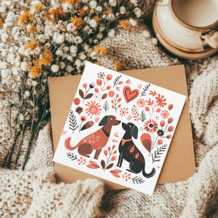 Scandinavian Dog Lover Heart Valentines  Holiday Card
