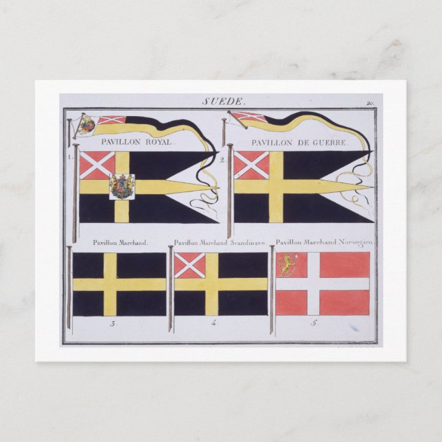 Scandinavian Flags, from a French book of Flags, c Postcard (Front)