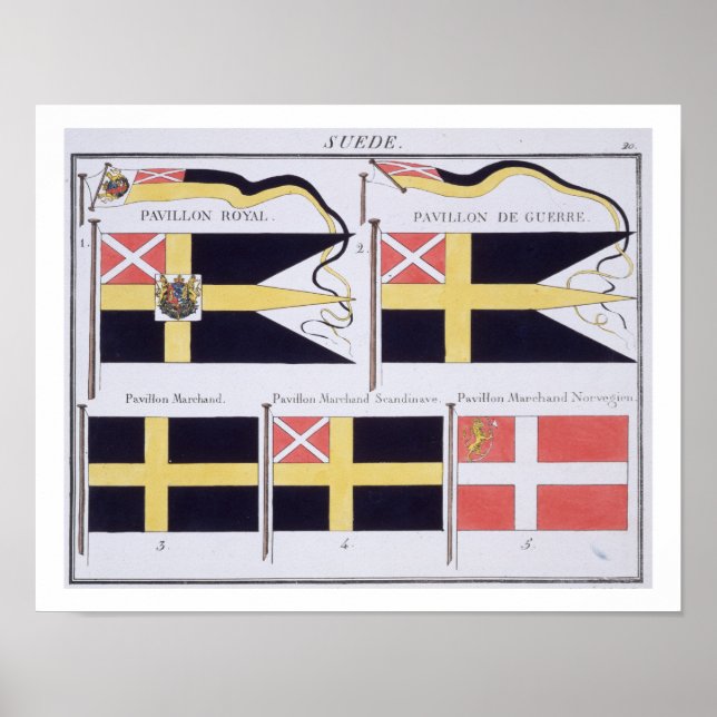 Scandinavian Flags, from a French book of Flags, c Poster (Front)