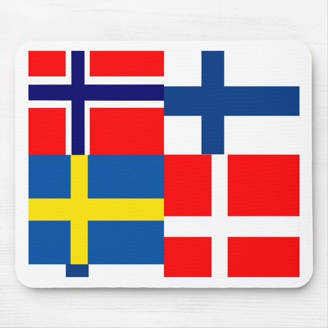 Scandinavian Flags Quartet Mouse Pad (Front)