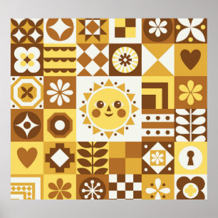 Scandinavian Floral: Abstract Vintage Card. Poster