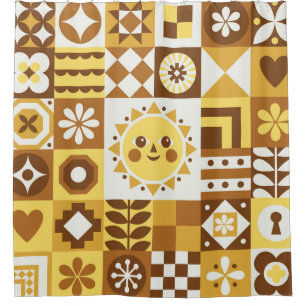 Scandinavian Floral: Abstract Vintage Card. Shower Curtain