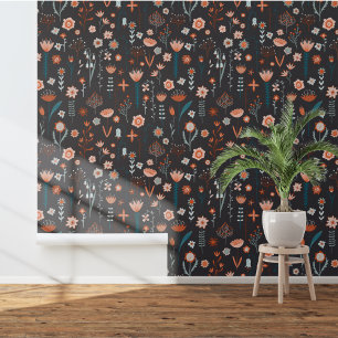 Scandinavian Floral Dark Wallpaper