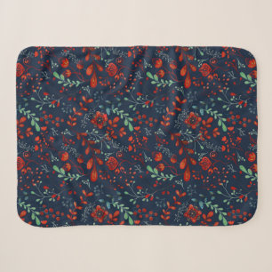 Scandinavian Floral Folk Art Seamless Pattern  Sherpa Blanket
