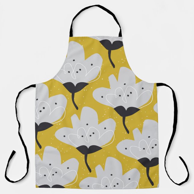 Scandinavian Floral: Hand-Drawn Vintage Design Apron (Front)