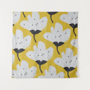 Scandinavian Floral: Hand-Drawn Vintage Design Tapestry