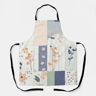 Scandinavian Floral Patchwork in Blush and Blue Apron