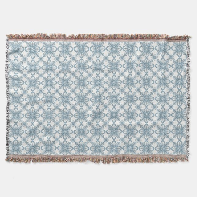 Scandinavian Floral Pattern Throw Blanket (Front)