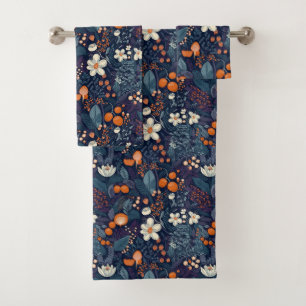 Scandinavian Floral Print Bath Towel Set