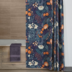 Scandinavian Floral Print Shower Curtain
