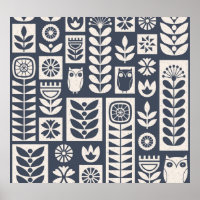 Scandinavian Floral: White, Blue, Minimalist.