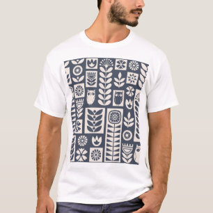 Scandinavian Floral: White, Blue, Minimalist. T-Shirt