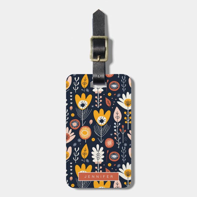 Scandinavian Flowers Luggage Tags (Front Vertical)