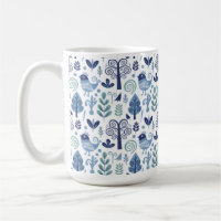 Scandinavian Folk Art Bird and Botanical Pattern M