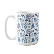 Scandinavian Folk Art Bird and Botanical Pattern M