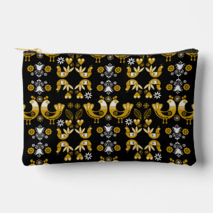 Scandinavian Folk Art Birds Accessory Pouch