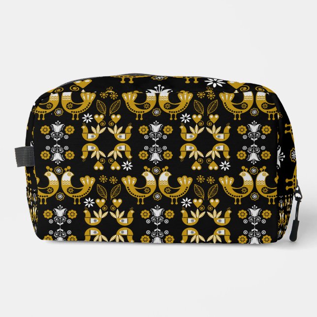 Scandinavian Folk Art  Birds Dopp Kit (Front)