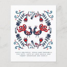 Scandinavian Folk Art Birds Holidays Annual Letter