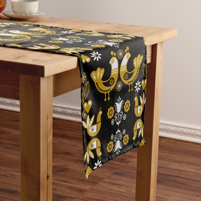 Scandinavian Folk Art  Birds Medium Table Runner (In Situ)