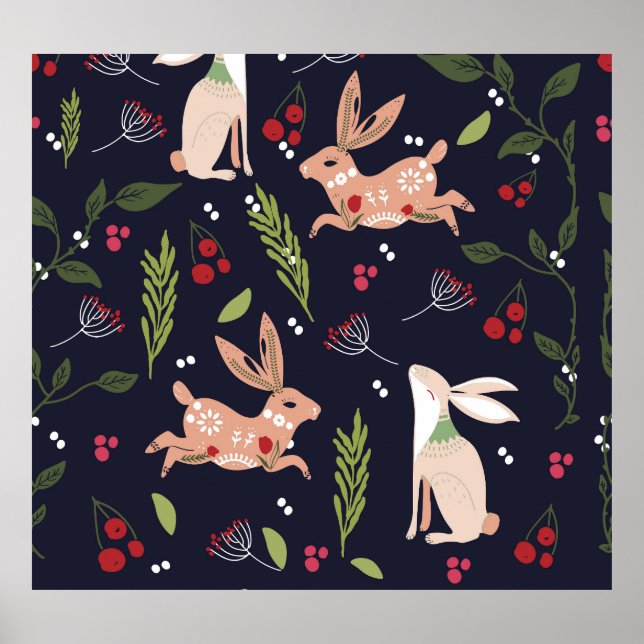 Scandinavian Folk Art Bunny Print (Front)